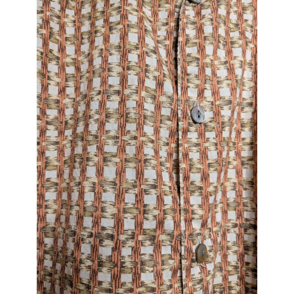 Vtg Tori Richard Shirt Men L Brown Geometric Cotton Lawn Hawaiian Aloha Camp EUC - Picture 3 of 14